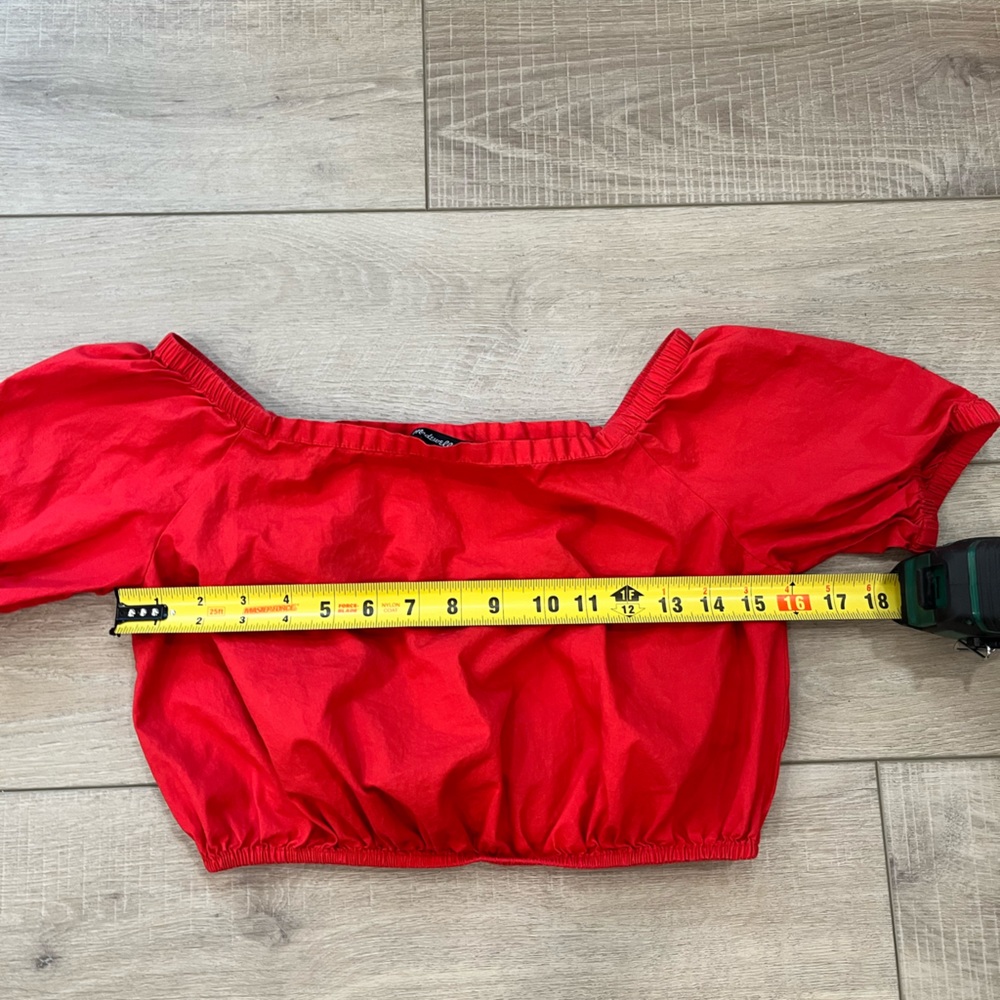 MADEWELL off the shoulder bubble top in true red size XS - Picture 8 of 11